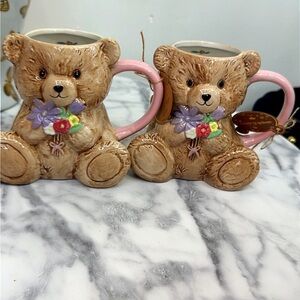 Ceramic Teddy Bear Mug with Pink Handle